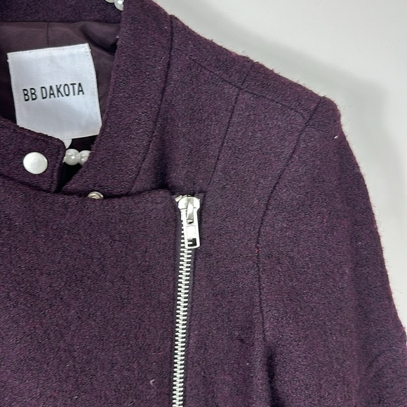 BB Dakota Purple Asymmetrical Zip Wool Jacket Small - Picture 4 of 8